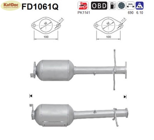 Ruß-Partikelfilter für Ford Tourneo Connect/Transit, 1.8 TDCi,Silizium, Euro 4