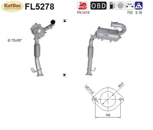 Ruß - Partikelfilter für Ford Kuga 2.0 TDCi, 110/132kW, 4x4, Euro 6 - KatDoc