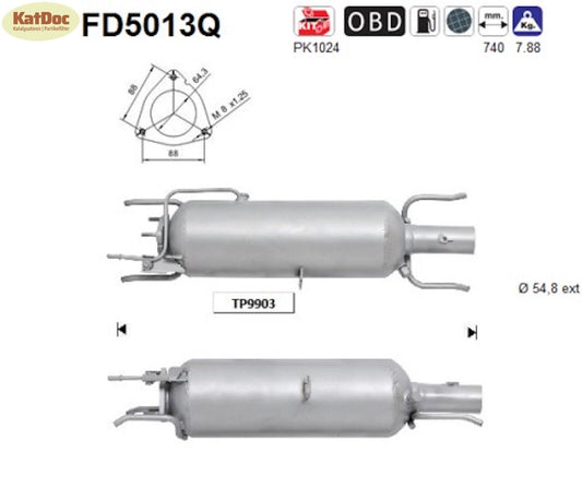 Ruß-Partikelfilter Fiat Croma,Opel Signum/Vectra C,Saab 9-3, Silizium, Euro 4