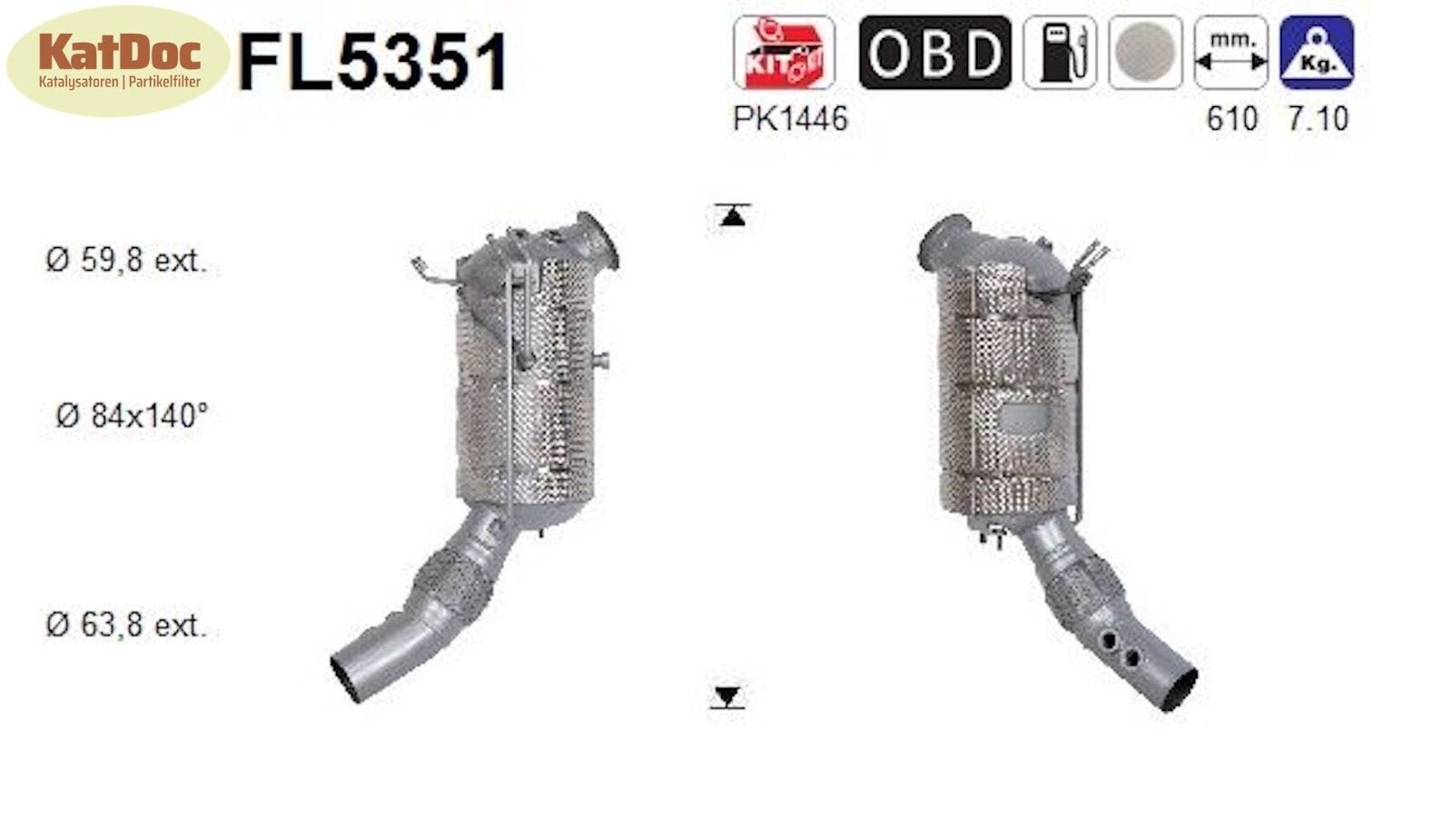 Ruß - Partikelfilter für BMW 5er/6er/X5, 2.0, Euro 6 - KatDoc