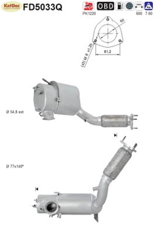 Ruß - Partikelfilter für Seat Alhambra 2.0 TDI,VW Sharan 2.0 TDI,Silizium,Euro 5 - KatDoc