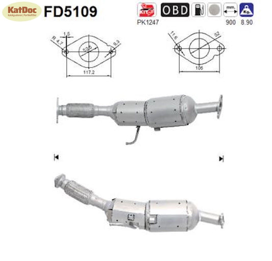 Ruß - Partikelfilter Nissan Qashqai 1/Qashqai+2, 1.5 dCi, 78/81kW, Euro 5 - KatDoc