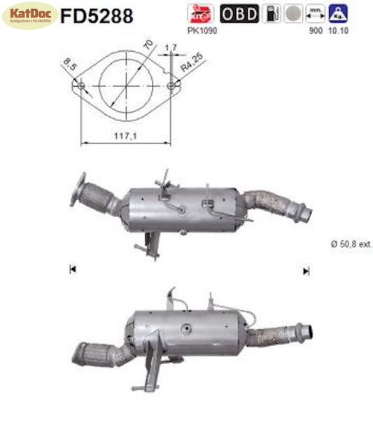 Ruß - Partikelfilter für Nissan NV400, Opel Movano, Renault Master, 2.3, Euro 6 - KatDoc