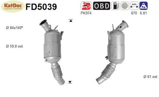 Ruß - Partikelfilter für BMW 1er/3er/5er, 2.0, 120/130kW, Euro 4 - KatDoc