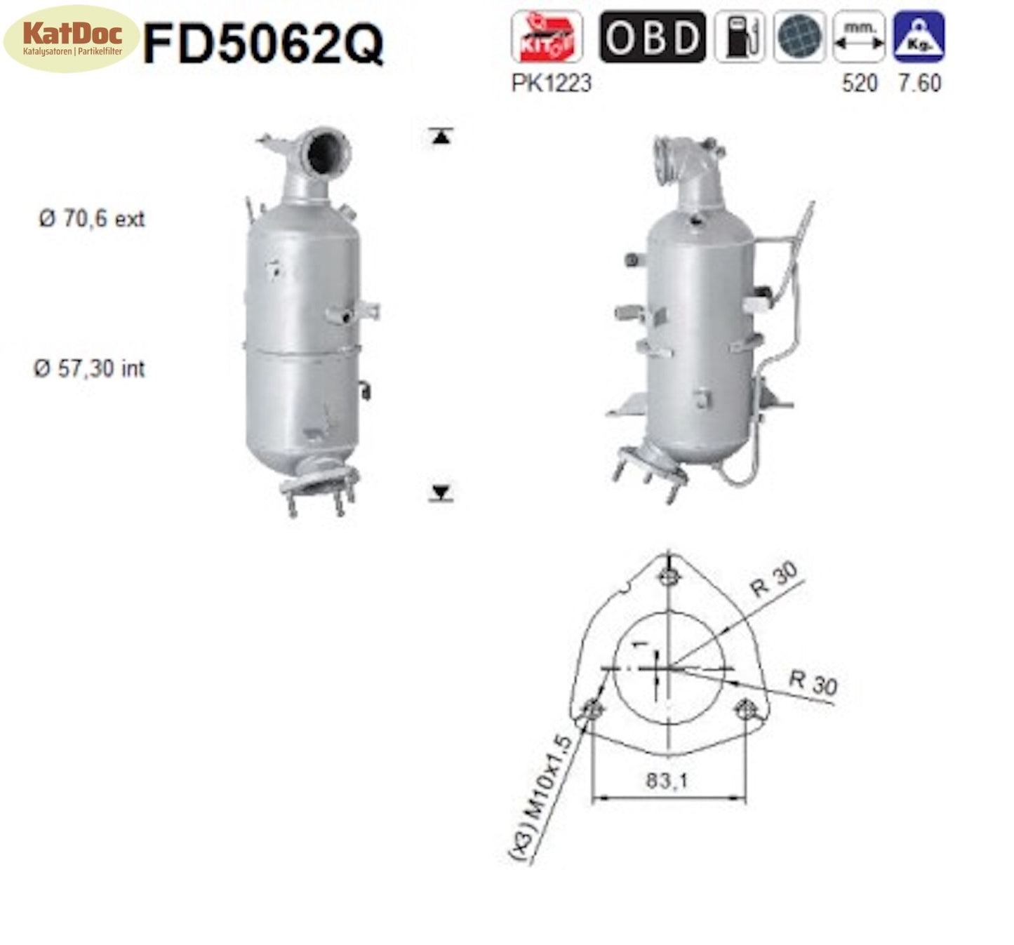 Ruß - Partikelfilter für Opel Antara, Silizium, Euro 5 - KatDoc