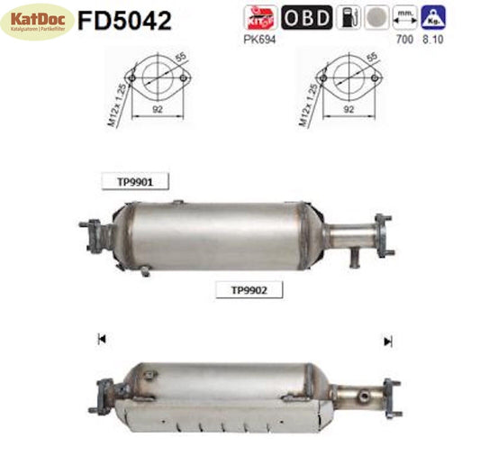 Ruß - Partikelfilter für Hyundai Tucson, 2.0 CRDi, 100/103kW, Euro 4 - KatDoc