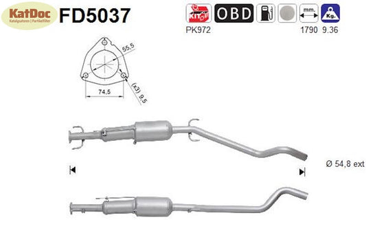 Ruß - Partikelfilter für Opel Astra H TwinTop, 1.9 CDTi, 110kW, Euro 4 - KatDoc