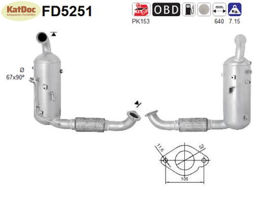 Ruß-Partikelfilter Ford Tourneo/Transit/Connect,VolvoS60/S80/V40/V60/V70,Euro5