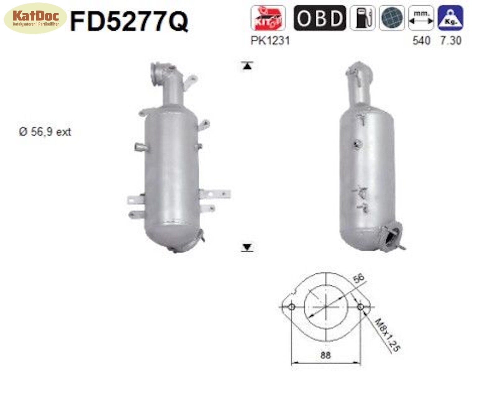 Ruß - Partikelfilter Fiat Bravo,Lancia Delta,1.6D,66/77/85/88kW,Silizium, Euro 5 - KatDoc