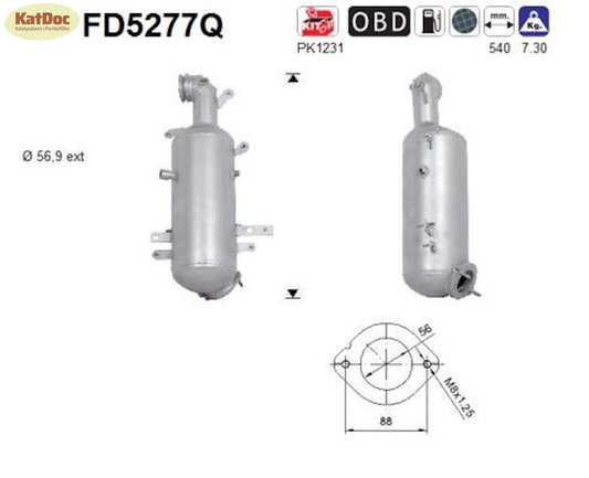 Ruß-Partikelfilter Fiat Bravo,Lancia Delta,1.6D,66/77/85/88kW,Silizium, Euro 5