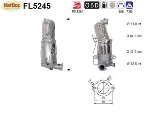 Ruß - Partikelfilter für Alfa Romeo Giulietta, Fiat, Suzuki, 1.6, Euro 6 - KatDoc