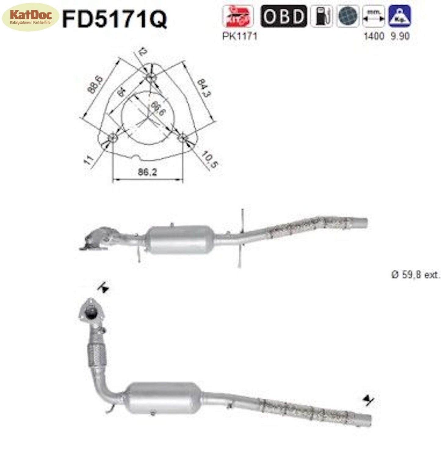 Ruß - Partikelfilter Ford Transit 2.2 TDCi, 74/92/103kW, Silizium, Euro 5 - KatDoc