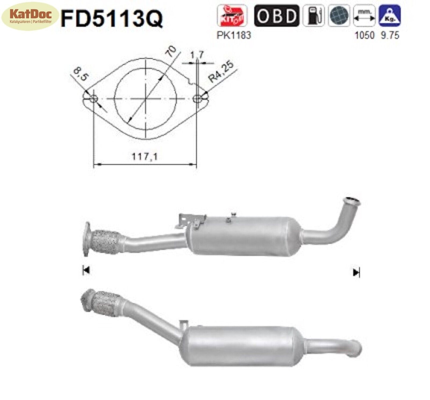 Ruß - Partikelfilter Nissan Primastar,Opel Vivaro,Renault Trafic,Silizium,Euro 5 - KatDoc