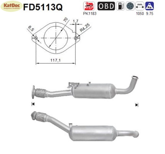 Ruß - Partikelfilter Nissan Primastar,Opel Vivaro,Renault Trafic,Silizium,Euro 5 - KatDoc