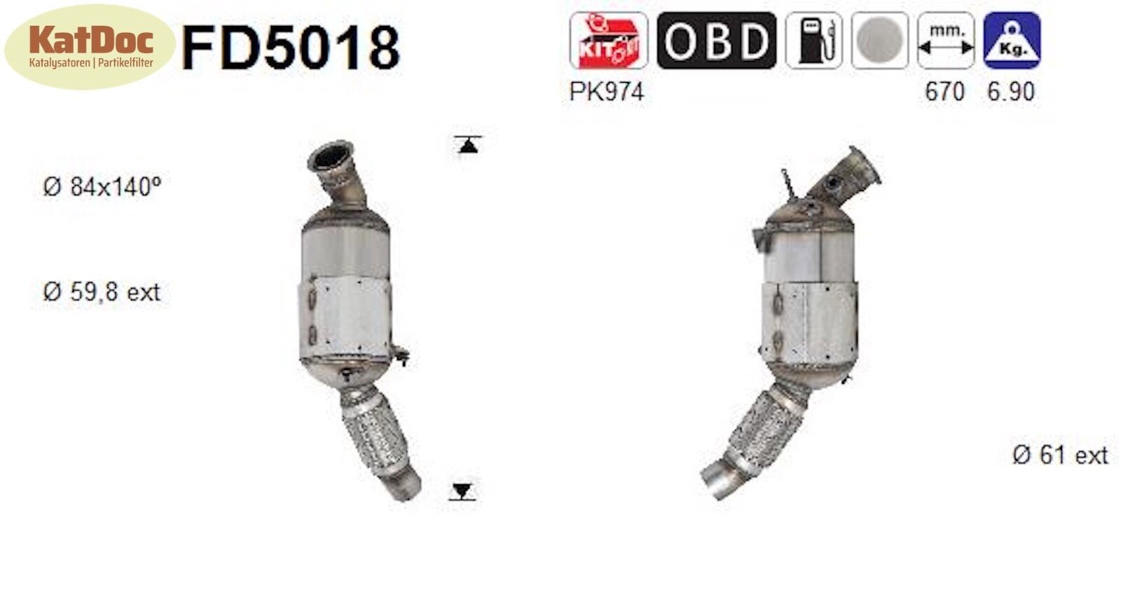 Ruß - Partikelfilter für BMW 1er/3er, 2.0, 105kW, Euro 4 - KatDoc