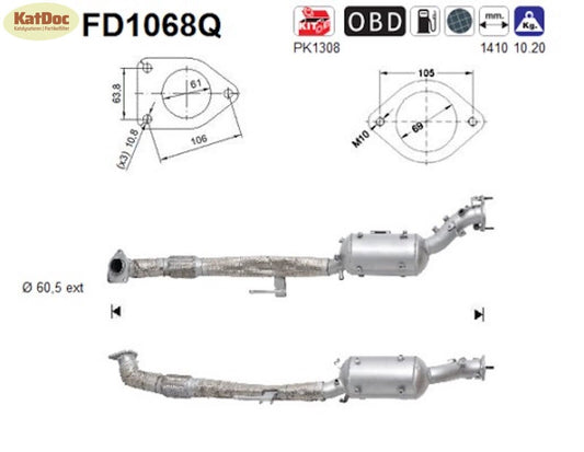 Ruß-Partikelfilter für Nissan Murano 2, 2.5 dCi, 4x4, 140kW, Silizium, Euro 5