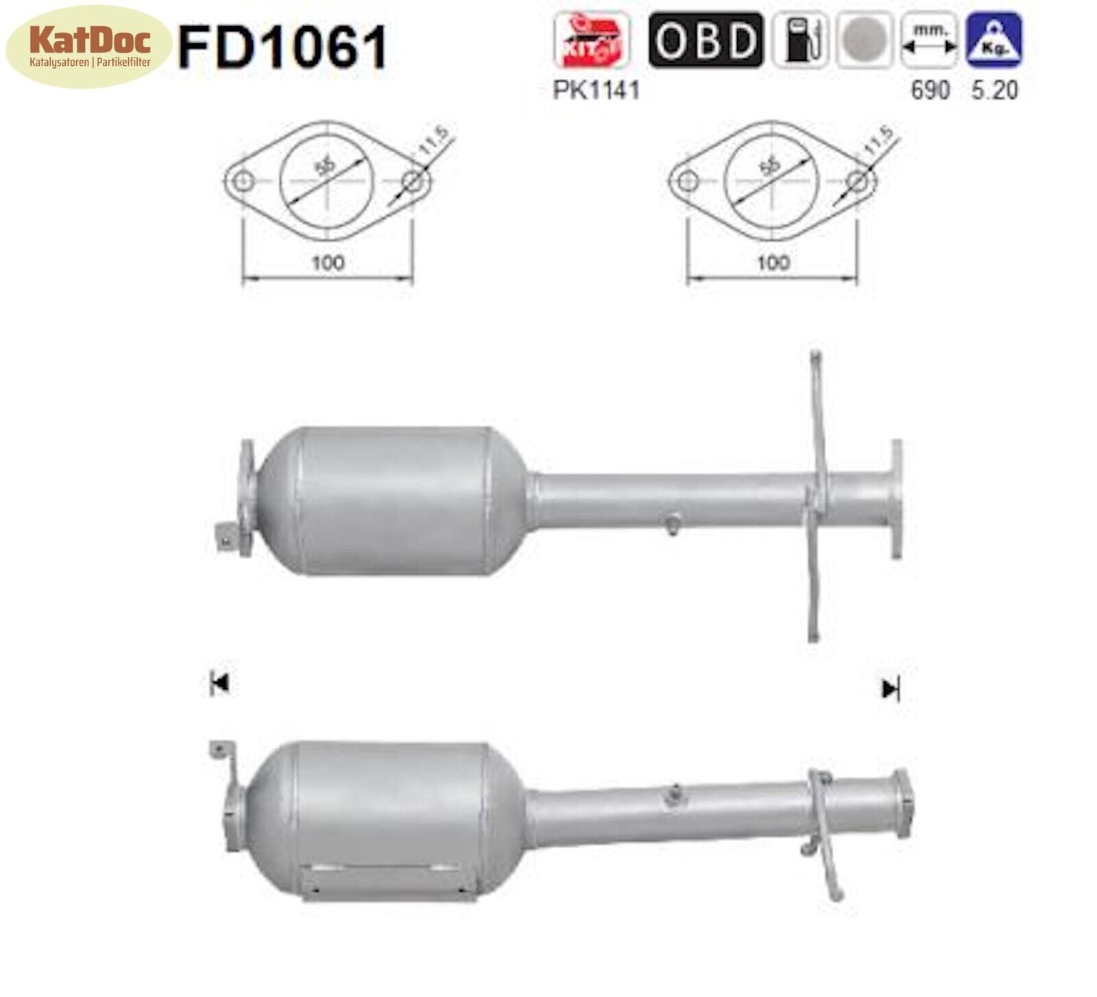Ruß - Partikelfilter für Ford Tourneo Connect/Transit Connect, 1.8 TDCi, Euro 4 - KatDoc