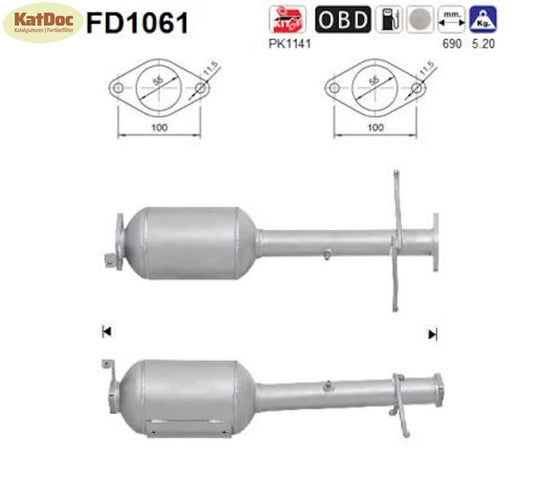 Ruß-Partikelfilter für Ford Tourneo Connect/Transit Connect, 1.8 TDCi, Euro 4