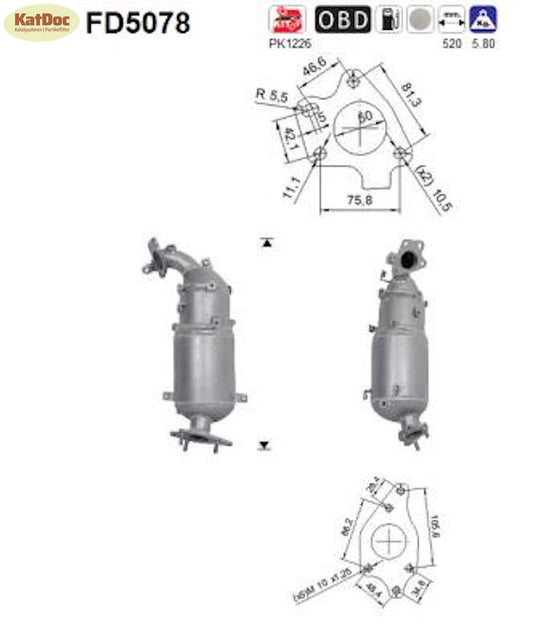 Ruß - Partikelfilter für Honda CR - V 3, 2.2 i - DTEC 4WD, 110kW, Euro 5 - KatDoc