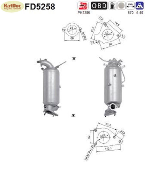 Ruß - Partikelfilter für Honda Civic9 1.6 i - DTEC 88kW, Euro 5 - KatDoc