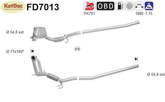 Ruß - Partikelfilter für Audi A3,Seat Altea XL,Skoda Octavia,VW Golf5, Euro 4 - KatDoc