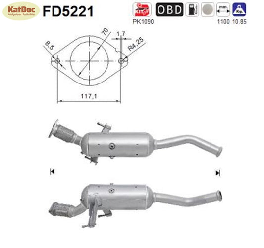 Ruß-Partikelfilter Nissan NV400, Opel Movano und Renault Master, Euro 5
