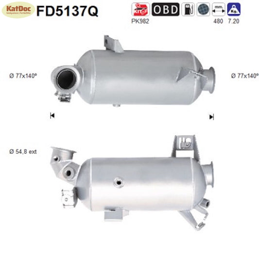 Ruß - Partikelfilter für VW T5/T6, 2.0 TDI, 62/75kW, Silizium, Euro 5 - KatDoc