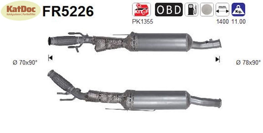 Ruß-Partikelfilter Citroen C4/DS4, DS, Peugeot 3008/5008, 2.0,BlueHDi, Euro 6