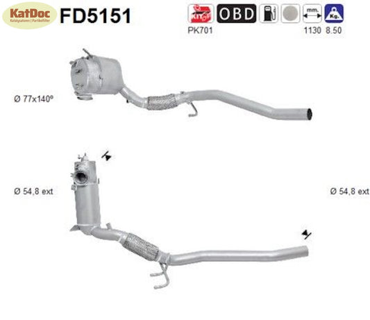 Ruß - Partikelfilter für Audi/Seat/Skoda/VW, 1.6/2.0 TDI, Euro 5 - KatDoc