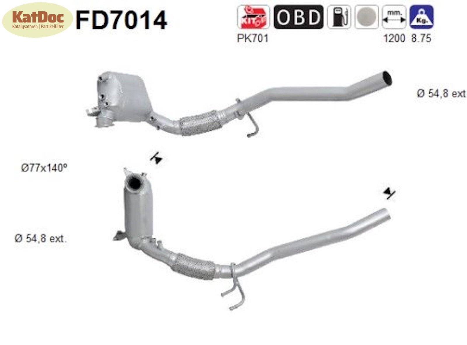 Ruß - Partikelfilter für Audi, Seat, Skoda, VW, 1.9/2.0 TDI, Euro 4 - KatDoc
