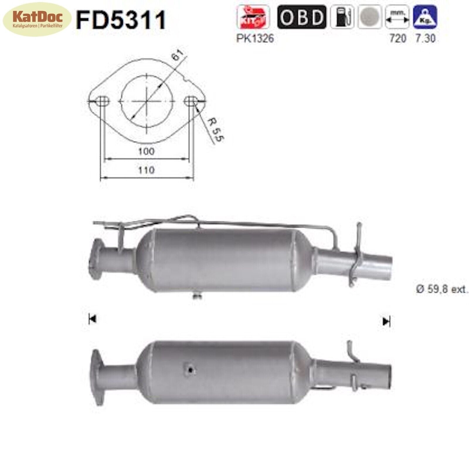 Ruß - Partikelfilter für Ford Transit, 2.4/3.2 TDCi, Euro 5 - KatDoc