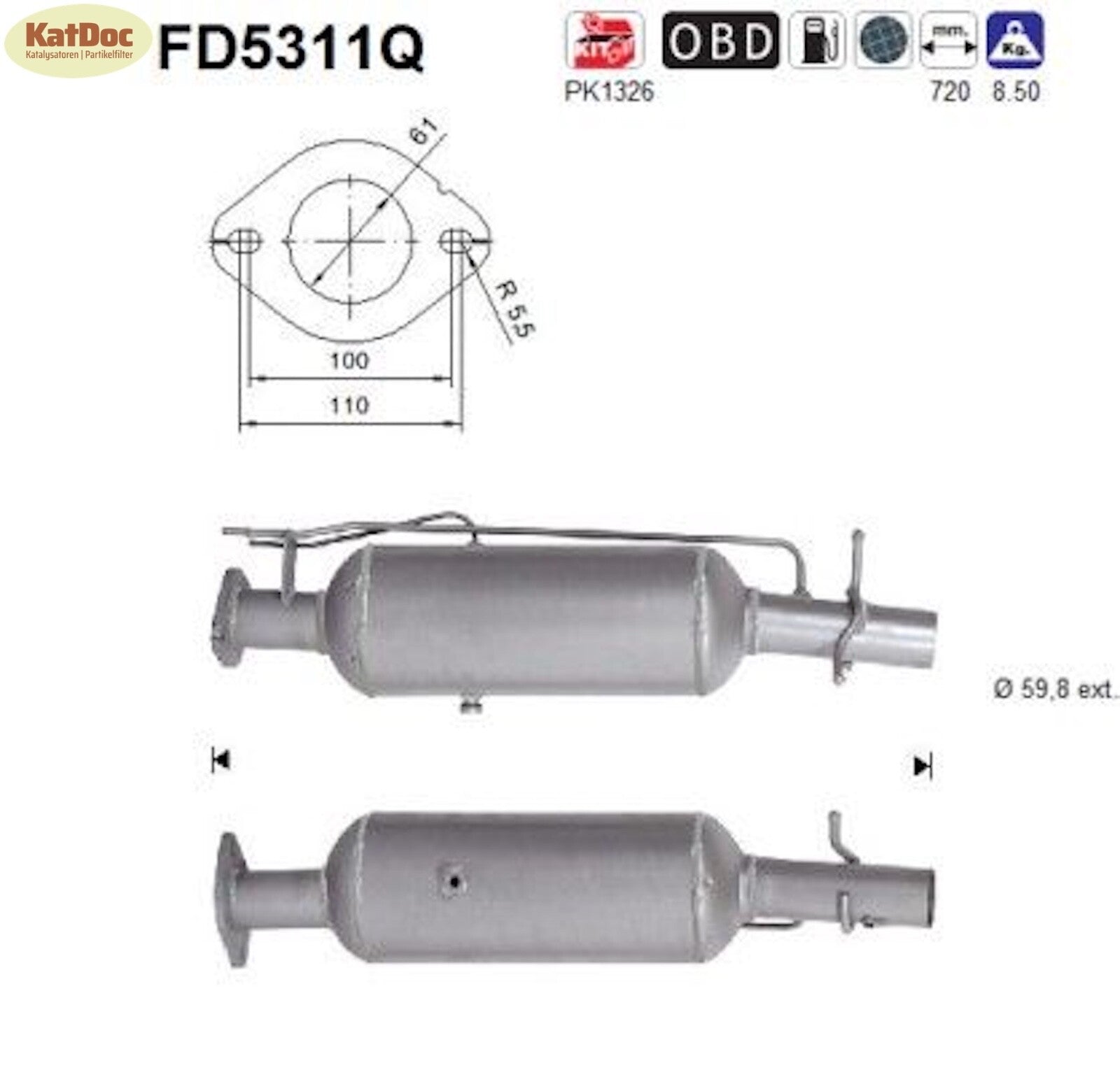 Ruß - Partikelfilter für Ford Transit, 2.4/3.2 TDCi, Silizium, Euro 5 - KatDoc