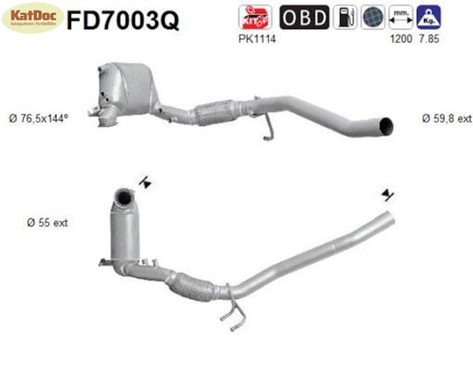 Ruß - Partikelfilter für Audi, Seat, VW, 2.0 TDI, 125kW, Silizium, Euro 4 - KatDoc