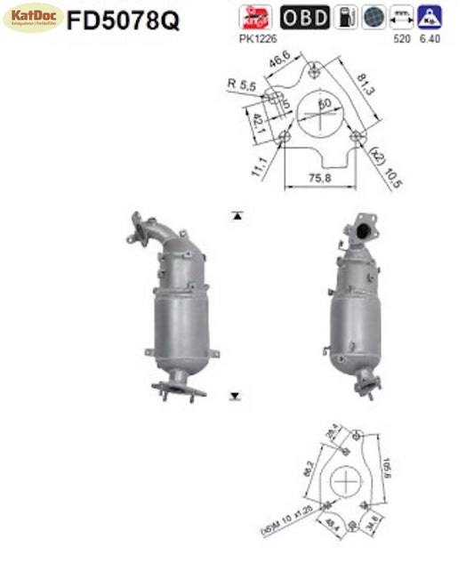Ruß - Partikelfilter für Honda CR - V 3, 2.2 i - DTEC 4WD, 110kW, Silizium, Euro 5 - KatDoc