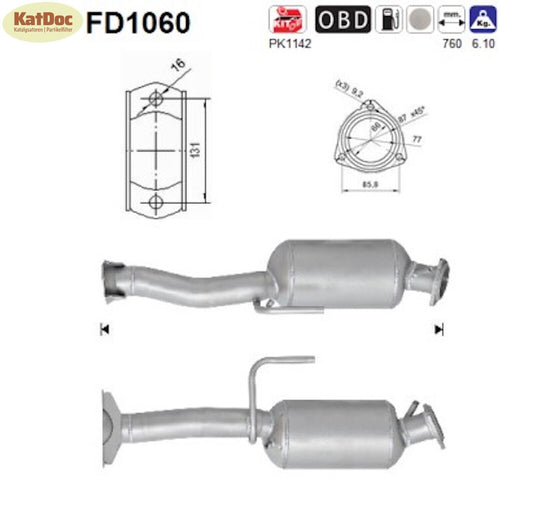 Ruß-Partikelfilter für Jeep Commander/Grand Cherokee, 2.7/3.0, Euro 4