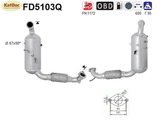 Ruß-Partikelfilter Ford B-Max/Eco Sport/Fiesta/Tourneo/Transit,Silizium,Euro 5
