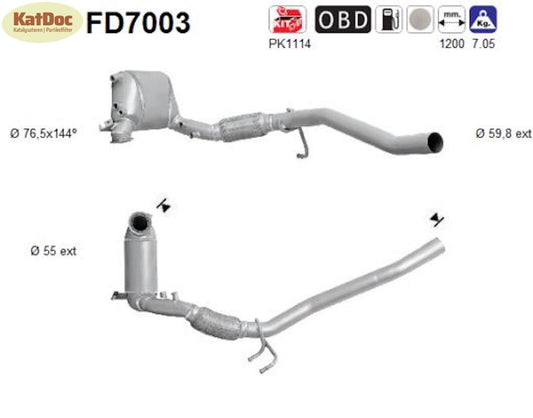 Ruß - Partikelfilter für Audi, Seat, VW, 2.0 TDI, 125kW, Euro 4 - KatDoc