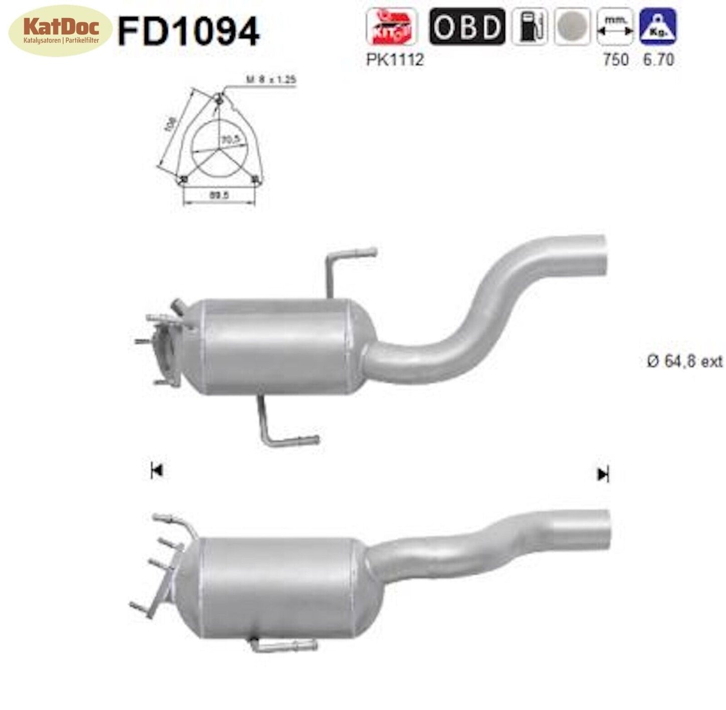 Ruß - Partikelfilter für Audi Q7, VW Touareg, 3.0, TDI, V6, 150/176/180kW, Euro 5 - KatDoc
