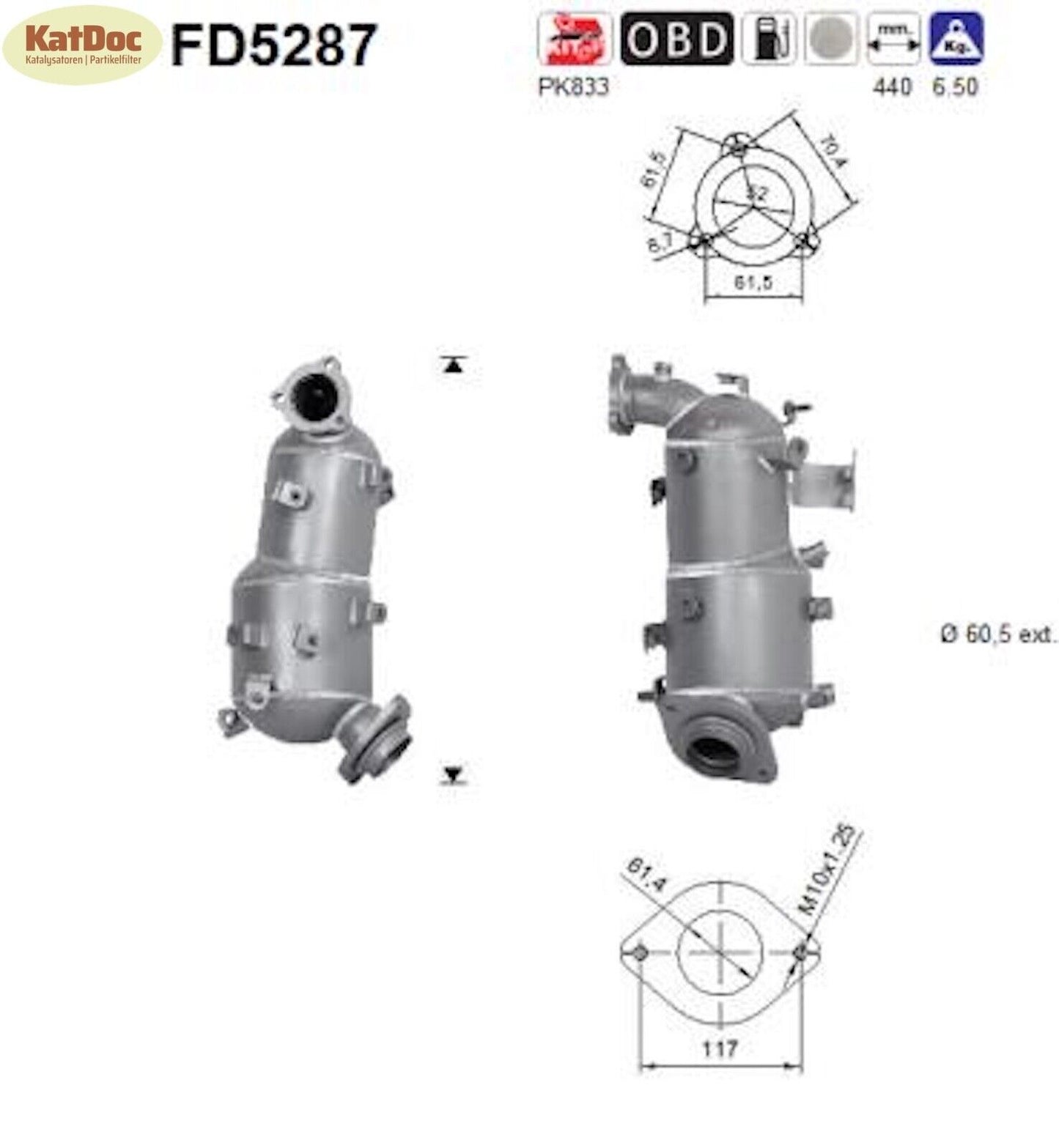 Ruß - Partikelfilter für Toyota RAV4, 2.0 D, D4d, 4WD, 91kW, Euro 5 - KatDoc