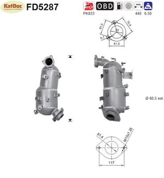 Ruß - Partikelfilter für Toyota RAV4, 2.0 D, D4d, 4WD, 91kW, Euro 5 - KatDoc