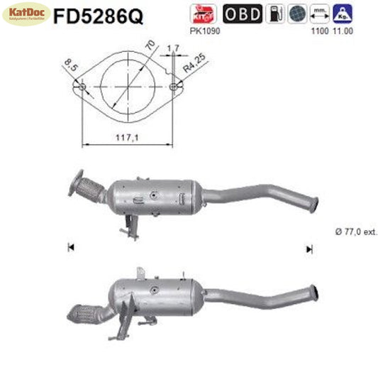Ruß - Partikelfilter Nissan NV400,Opel Movano,Renault Master,2.3,Silizium,Euro 5 - KatDoc