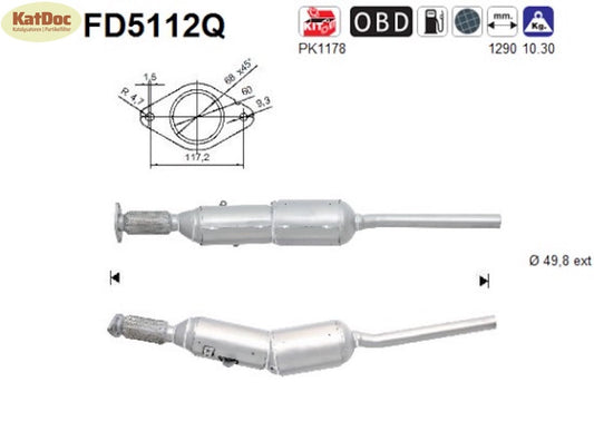 Ruß - Partikelfilter für Renault Laguna, 1.5 dCi, 81kW, Silizium, Euro 5 - KatDoc