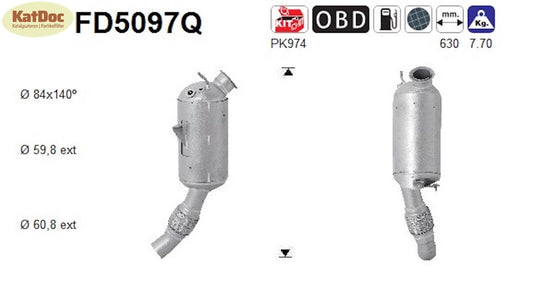 Ruß - Partikelfilter für BMW 3er/X1, 2.0, Kat, xDrive, Silizium, Euro 5 - KatDoc