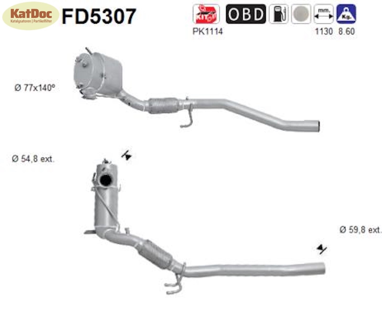 Ruß - Partikelfilter für VW Passat B6, 2.0 TDI, 125kW, Euro 5 - KatDoc