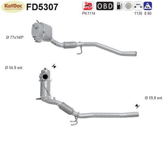 Ruß - Partikelfilter für VW Passat B6, 2.0 TDI, 125kW, Euro 5 - KatDoc
