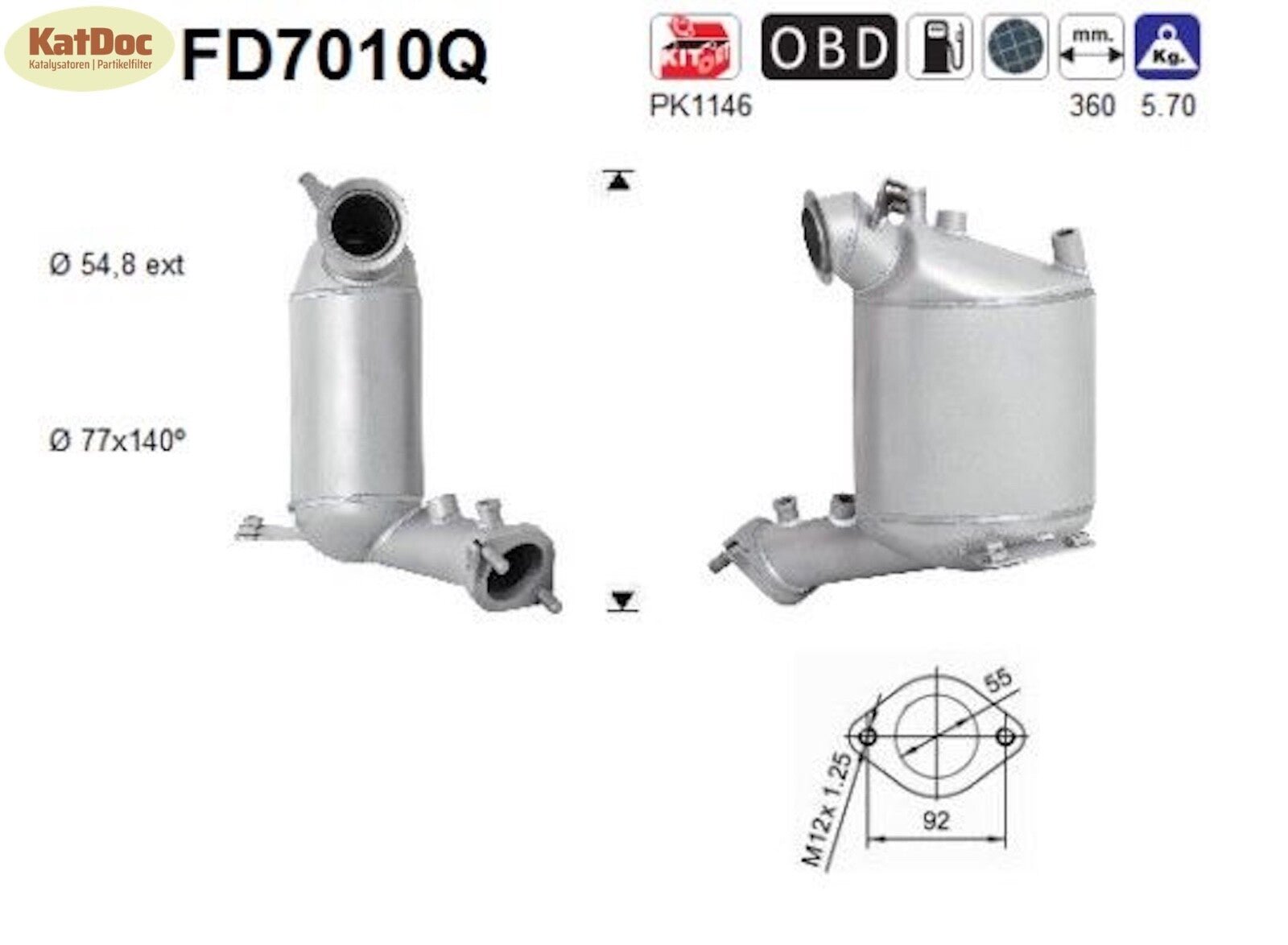 Ruß - Partikelfilter Mitsubishi Grandis/Lancer, 2.0 DI - D, 103kW, Silizium,Euro 4 - KatDoc