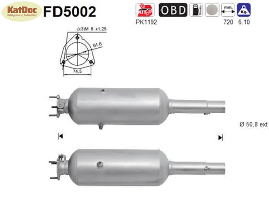 Ruß-Partikelfilter für Fiat Doblo, 1.9 JTD/D, Multijet, 88kW, Euro 4
