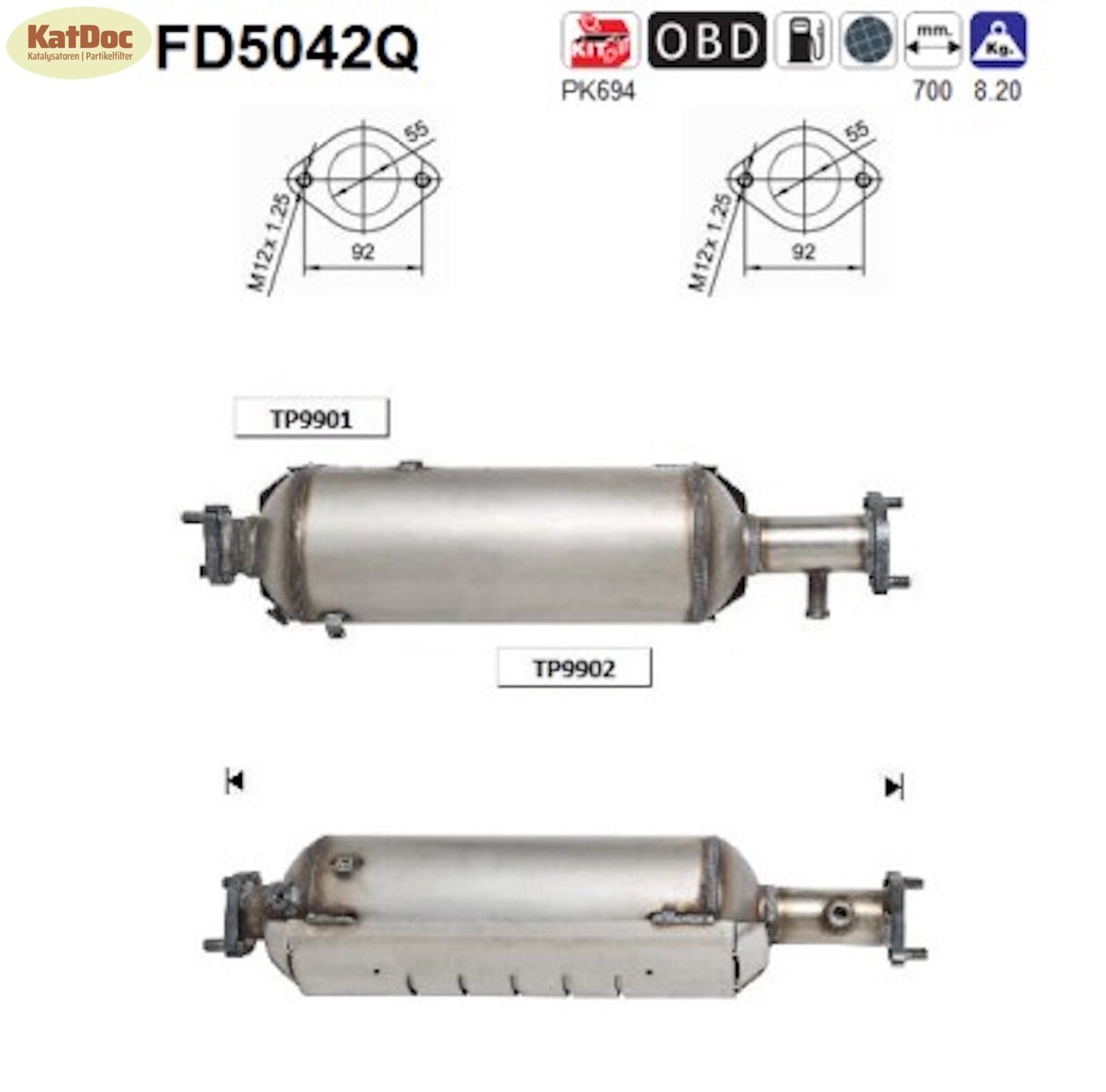 Ruß - Partikelfilter für Hyundai Tucson, 2.0 CRDi, 100/103kW, Silizium, Euro 4 - KatDoc