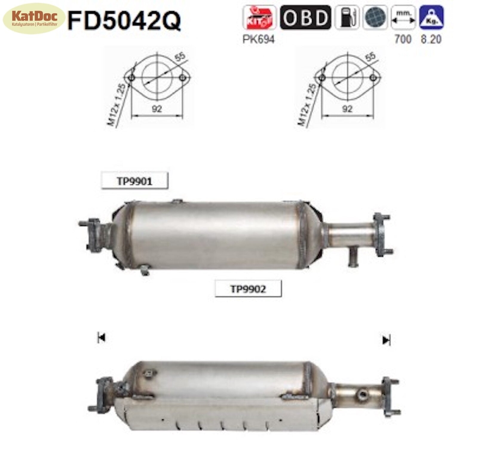 Ruß - Partikelfilter für Hyundai Tucson, 2.0 CRDi, 100/103kW, Silizium, Euro 4 - KatDoc