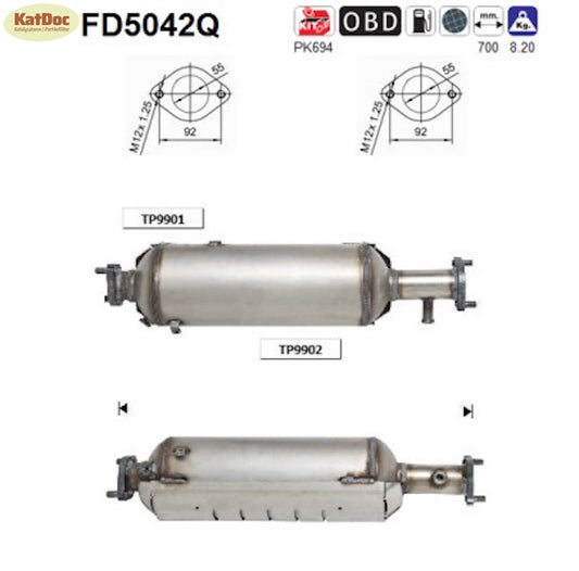 Ruß - Partikelfilter für Hyundai Tucson, 2.0 CRDi, 100/103kW, Silizium, Euro 4 - KatDoc